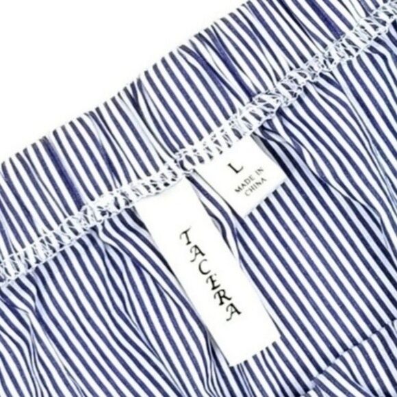 Tacera Blue and White Striped Peasant Top Size Large 4 0111 - Picture 2 of 3